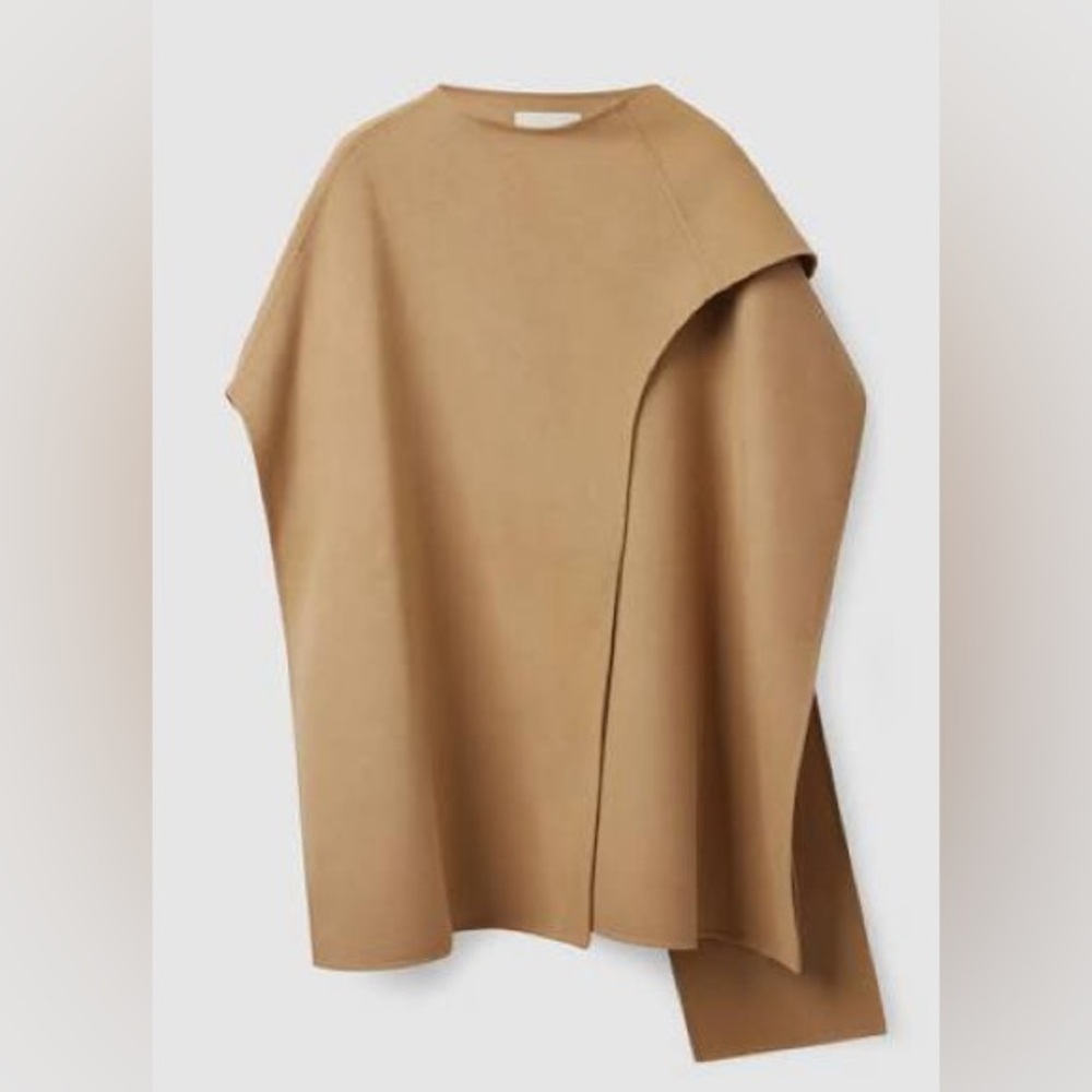NWT COS Tan Wool Cape One size - Picture 2 of 6
